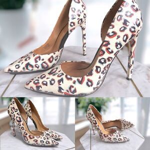 L.A.M.B. Camryn II Leopard Print platform D' Orsay Pumps Size 8
